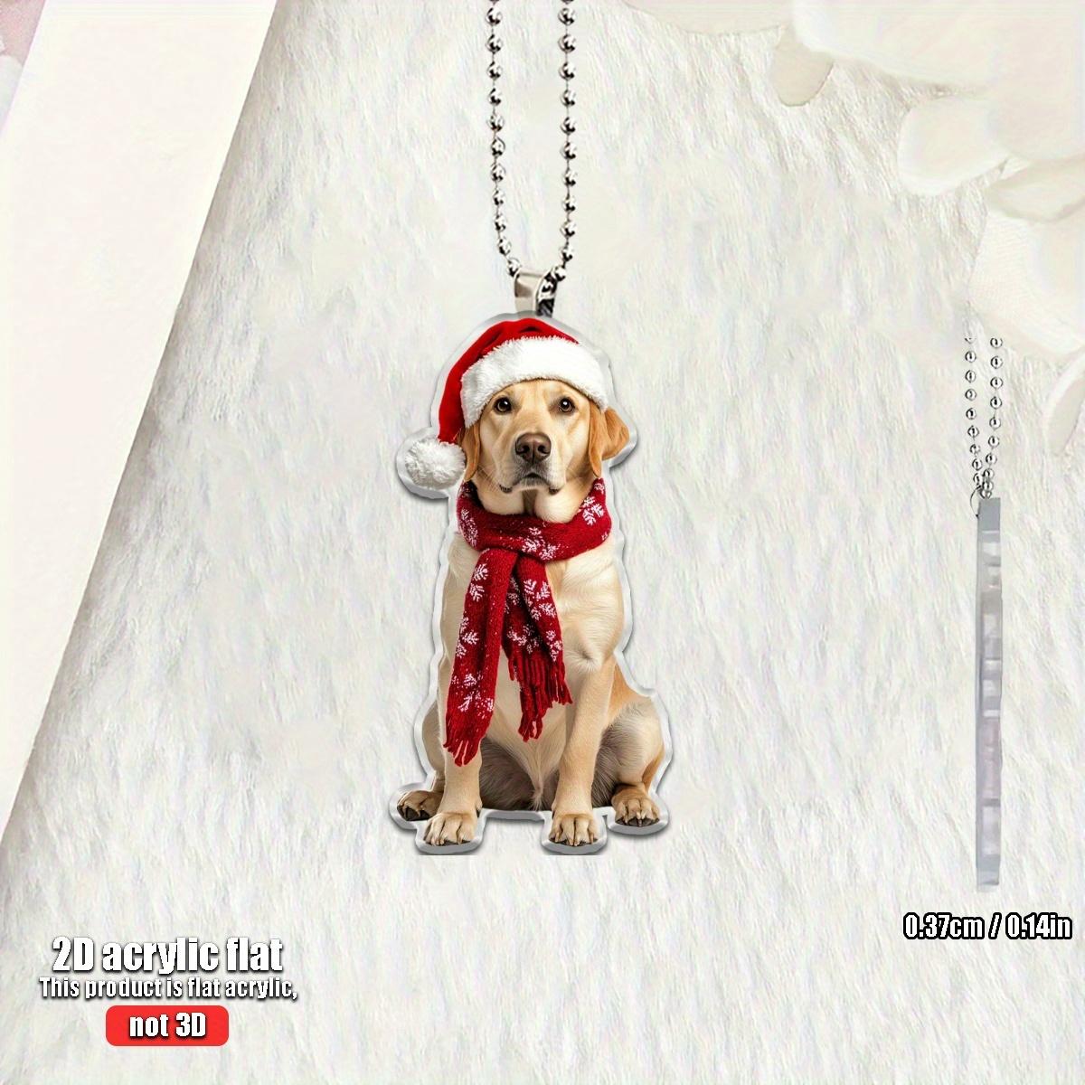 

1/4 2D Christmas Hat Scarf Labrador Pendant Suitable for Car Home Festival Decoration Christmas Tree Pendant Christmas Gift