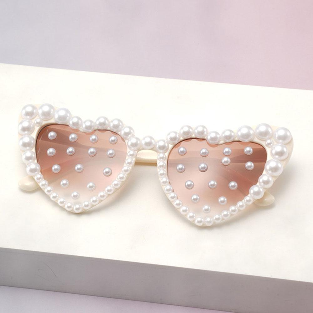 Fashion Sunglasses Fashionable Love Pearl Sunglasses Heart Shaped Sunglasses Anti-Ultraviolet For Party Cycling Outdoor Sports