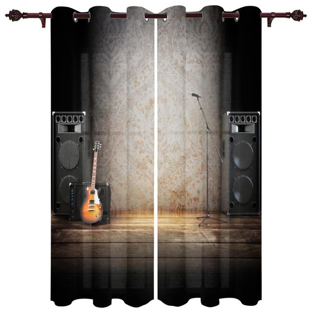 Gitara elektryczna Woda Ogień Zasłony Okna do Salonu Sypialnia Luksusowe Wystrój Domu Zasłony Valance do Kuchni