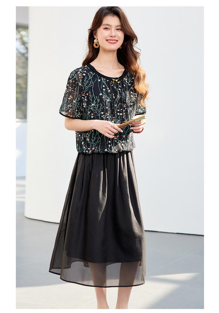 26 year new summer high-end style [vacation style floral top+vest dress] two-piece women's set