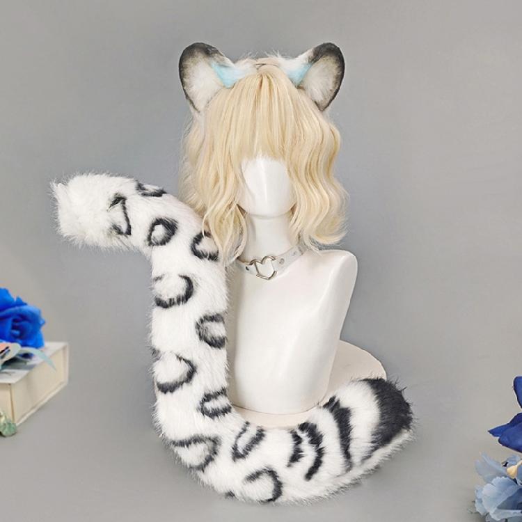 1/2 Pezzi Costume Animale Leopardo con Cerchietto Orecchie da Leopardo Accessori Coda di Leopardo per Feste in Costume di Halloween