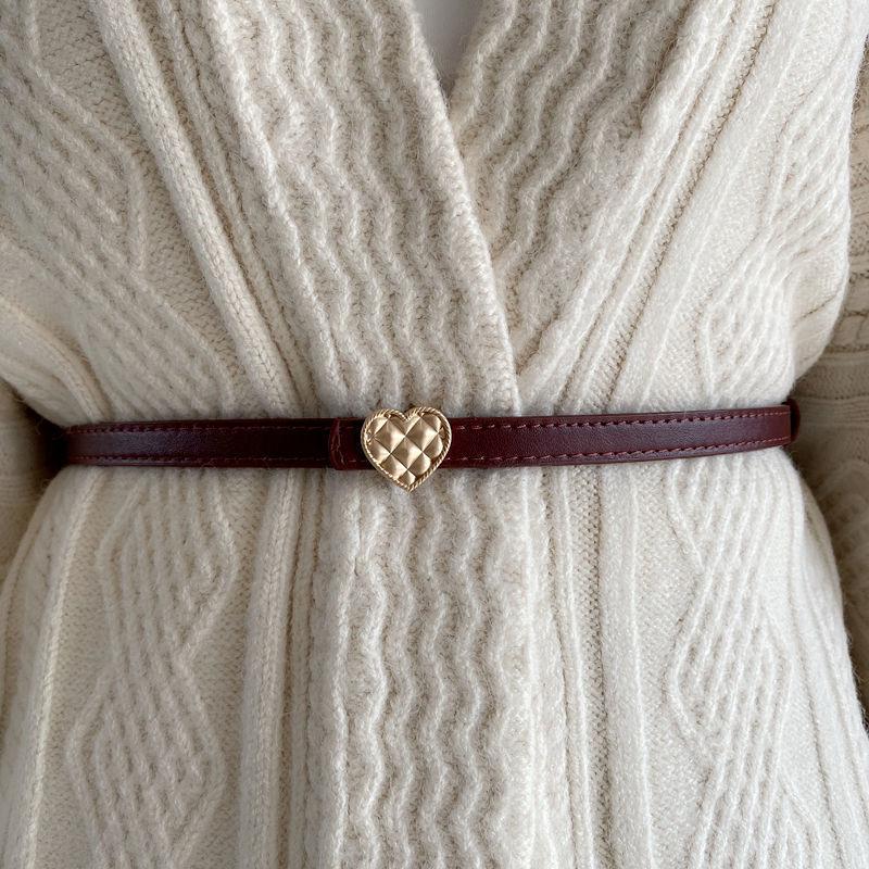 

Elegant Shaped Heart Waist Belt For Women In Black And Burgundy Smooth Pu Material Burgundy Heart Belt