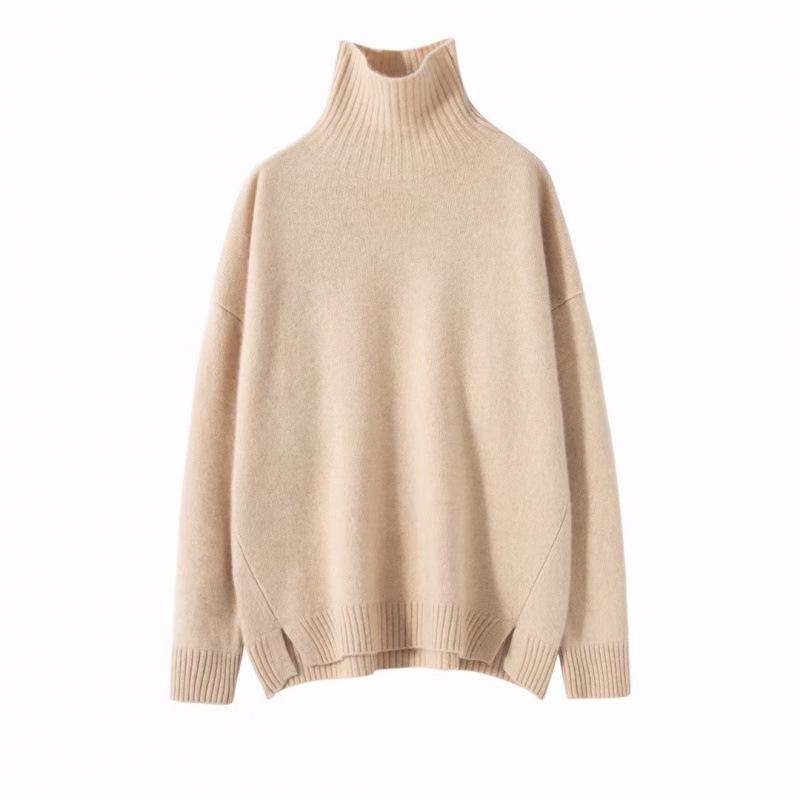 Cashmere Women's High Neck Loose Knit Sweater - Autumn Winter Edition