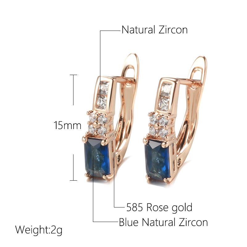Luxury  Rose Gold Bride Earring Fashion Blue Natural Zircon Drop Earring Fine Vintage Wedding Jewelry Crystal Gift