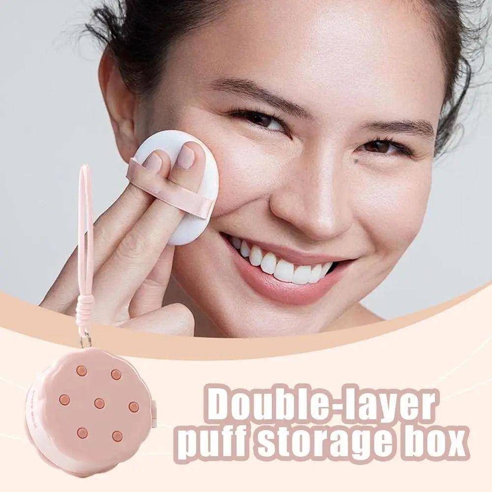 1/2/3Pcs Cookie Shape Powder Puff Storage Box Multifunctional Dustproof Case  Portable Use