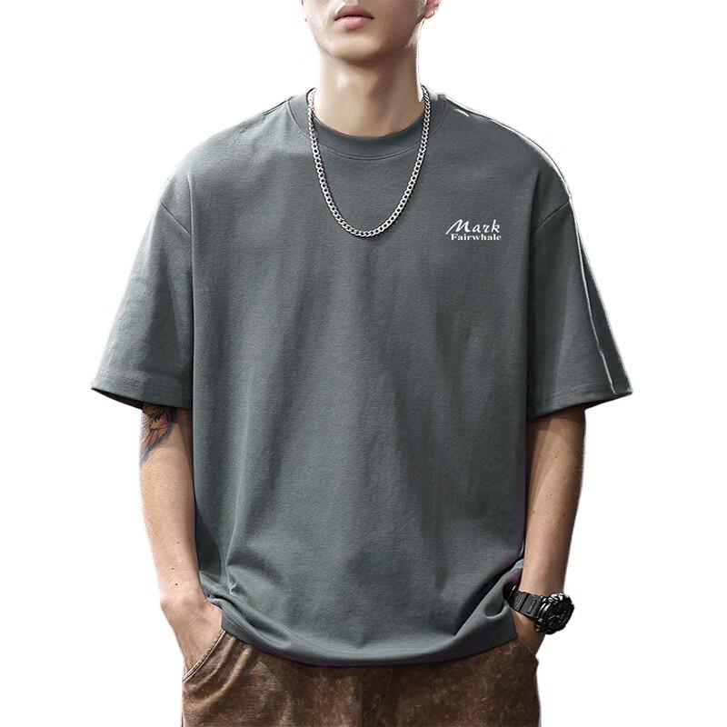 Mark Fairwhale Men s 260G Heavyweight Premium Cotton Loose Drop-Shoulder T-Shirt M