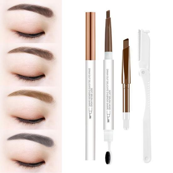 

Автоматический карандаш для бровей с двойной головкой, водонепроницаемый, не размазывающийся макияж, с кистью