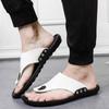 Hausschuhe Herren Sommer Mode Leder Weichsohle Sandalen Grün Outdoor Waten Strand Lässige Flip-Flops