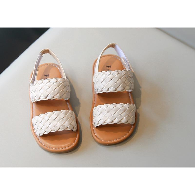 Korean Style Summer Kids Open Toe Woven Beach Sandals For Boys And Girls