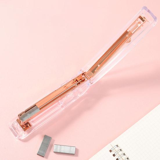 Transparent Desktop Stapler Labor-Saving Heavy Duty 25-sheet Capacity Anti-Slip Base Prevents Staple Jams One-finger Stapler School Office Supplies