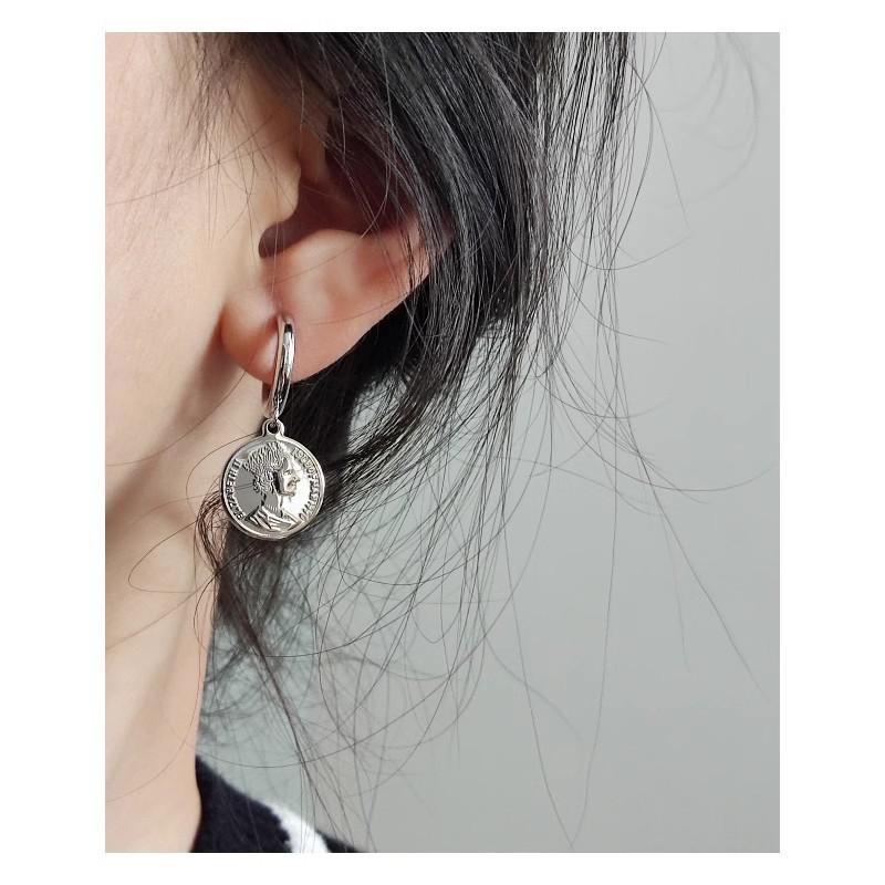 

ANENJERY Серьги-кольца с подвеской в виде геометрического портрета короля, женские уникальные роскошные серьги в стиле ретро, универсальные серьги, ювелирные изделия, подарки белый