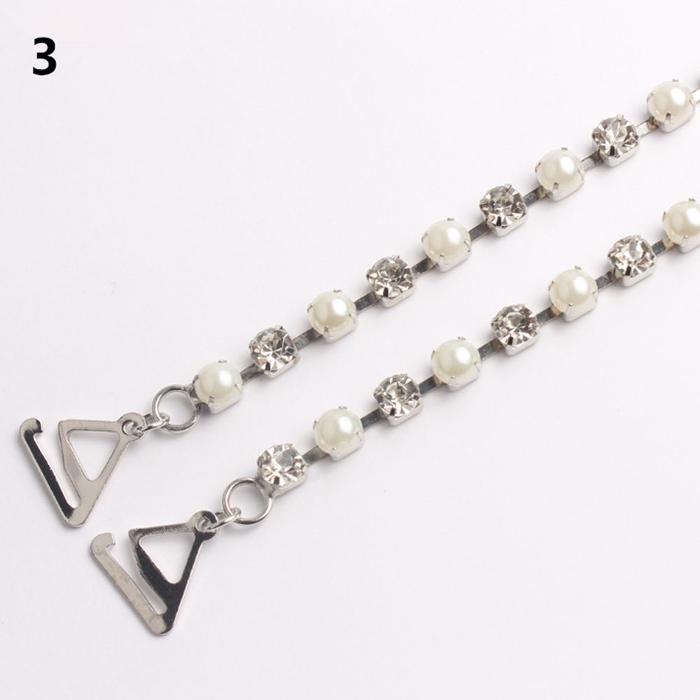 Fashion Elegant Crystal Bra Shoulder Lingerie Accessories Bra Straps Metallic Silver Plated