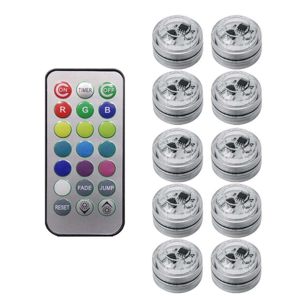 10 Stück Kabellose Bunte LED Auto Innenraum Ambientebeleuchtung Fernbedienung Batteriebetrieben Vase Pool Teich Laterne Dekoration