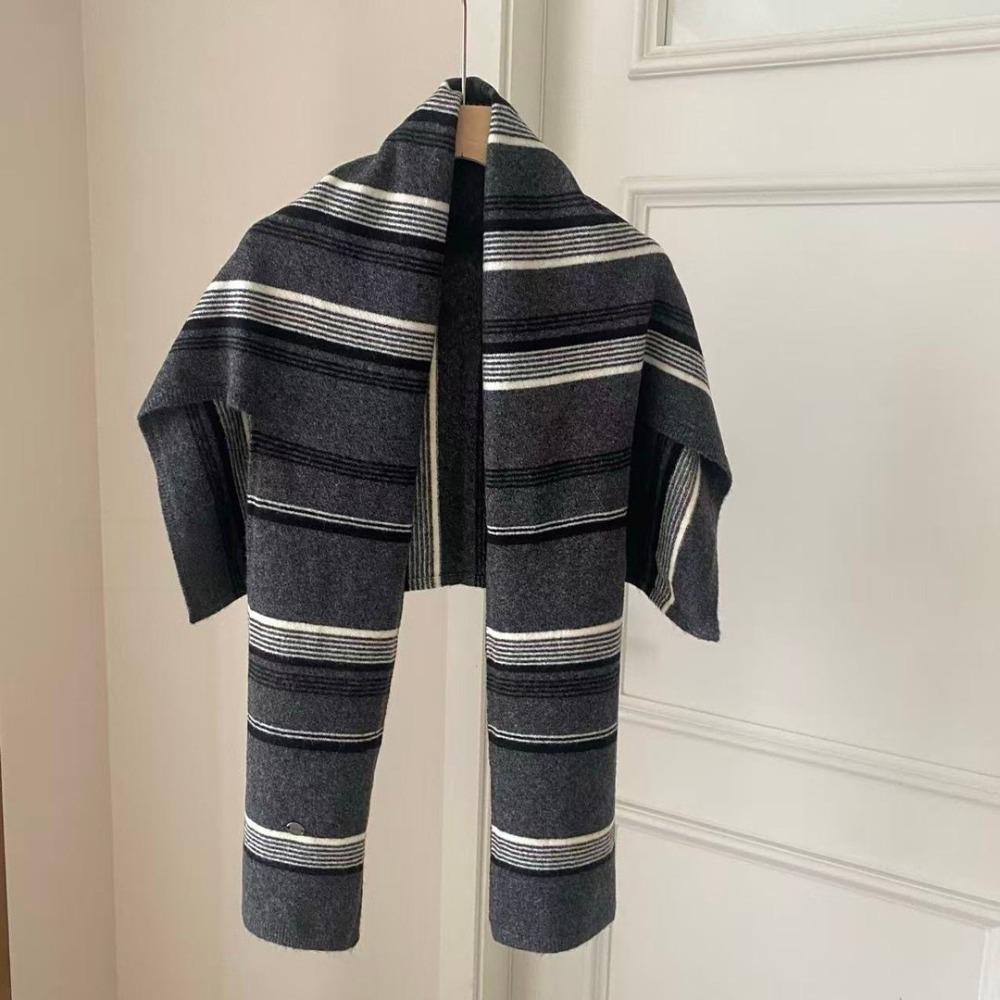 Cloak T-Shaped Striped Shawl Retro Large Wraps Retro Large Scarves Women