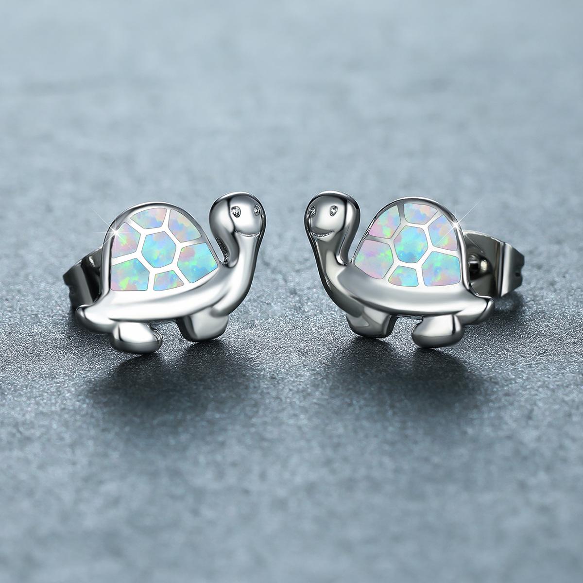 

Rose Gold Blue White Cute Turtle Womens Versatile Earrings