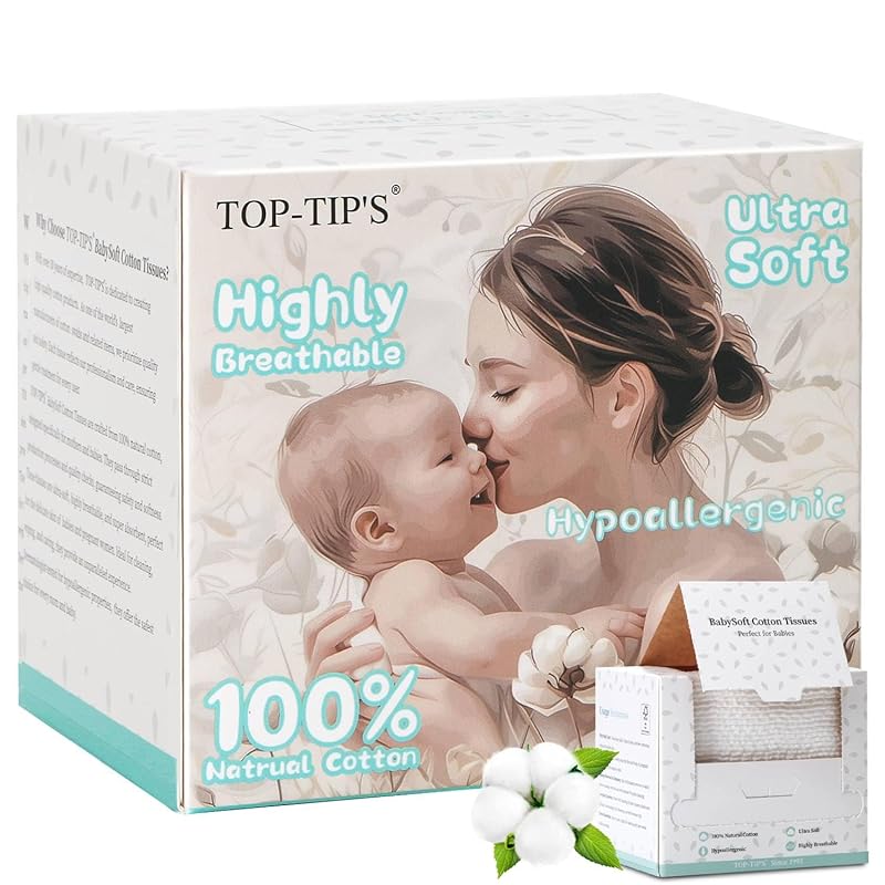 100% Pure Cotton Disposable Face Towel, 2 Pack Soft & Skin Friendly Face Towelettes Disposable for Sensitive Skin, Lint- Free Makeup Remover Dry 1 Pack
