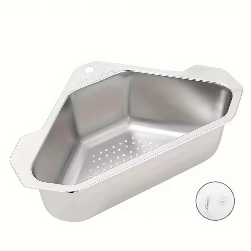 Stainless Steel Sink Drain Basket Triangle Filter 304 Kitchen Sink Organizer Dish Rack Vegetable Washing Basket