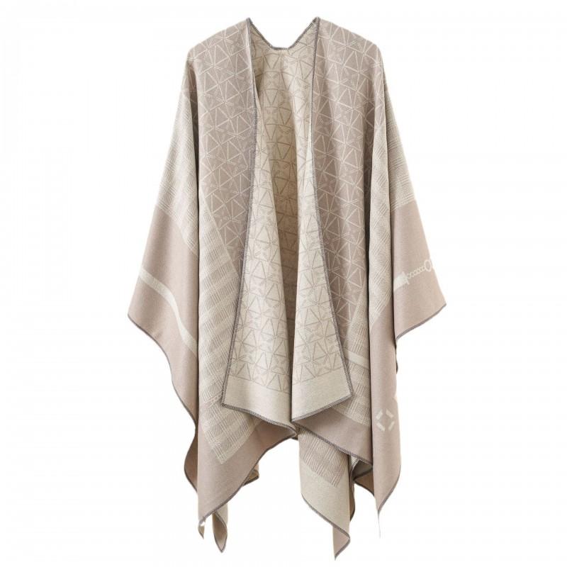 Bohemian Style Knitted Shawl With Fringe Geometric Warm Faux Cashmere Wrap Scarf Women