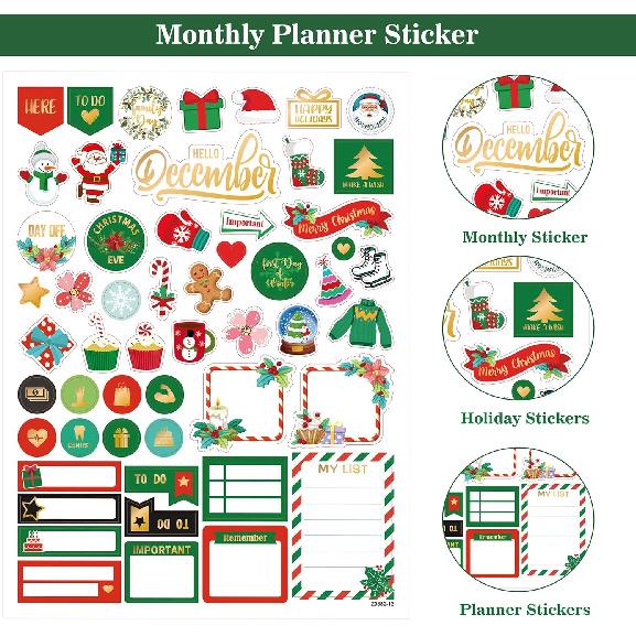 Planner Stickers - Monthly Planner Stickers and Accessories 25 Pages 1500 + Stunning Functional and Colorful Designs, Calendar Sticker Includes