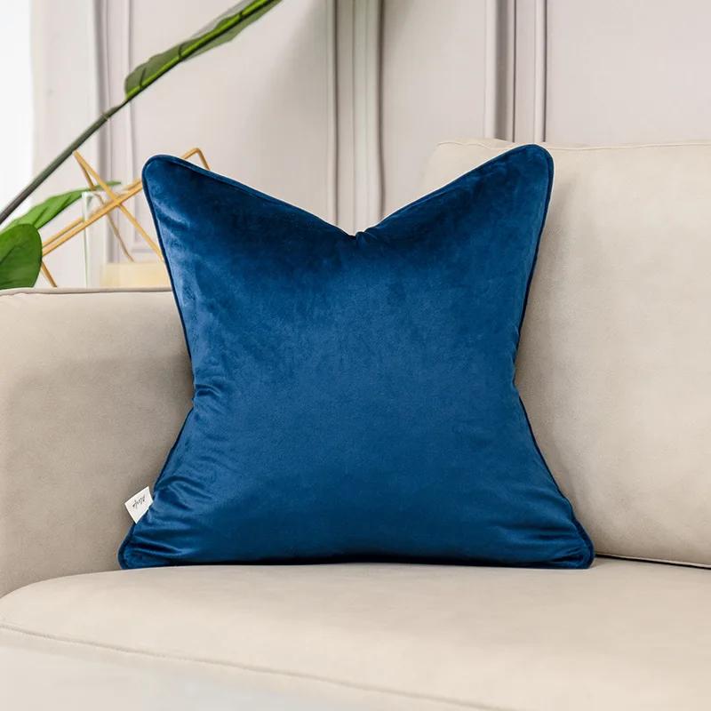 

Luxury Blue Velvet Cushion Cover High-end Geometry Decorative Pillow Cover for Sofa Livingroom Pillowcase 30x50 45x45 50x50CM 50x50cm