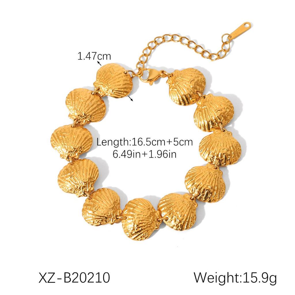 Luxury European & American Ocean-Inspired Stainless Steel Bracelet with Starfish & Seashell Design for Women – Non-Fading Titanium Jewelry