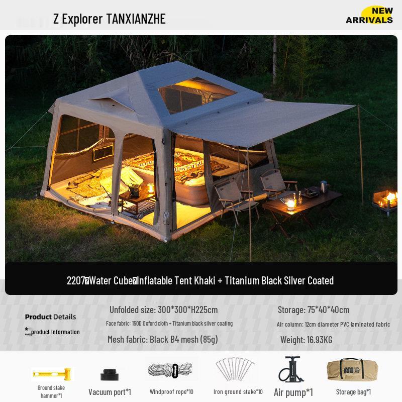 Explorer Water Cube Automatic Inflatable Tent - Rainproof Outdoor Camping Gear for Car Tail Integration