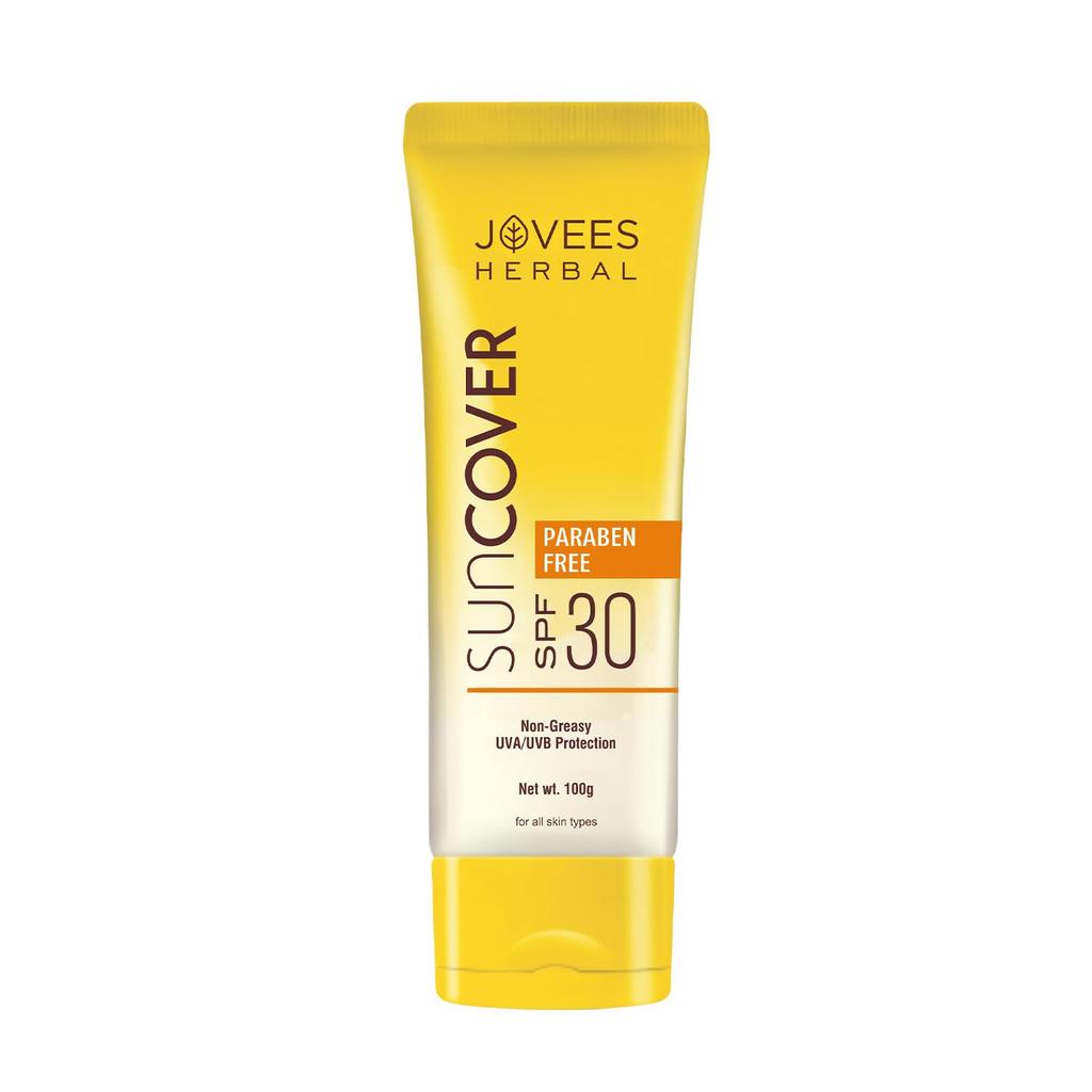 Jovees Herbal Sandalwood Natural Sun Cover SPF 30 Lightweight Oil Free Sunscreen For All Skin Types 100g