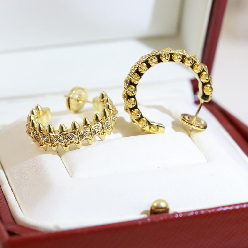 Rivets, Earrings Three Color V Material Original Logo Electroplating 18K Daily Outfit for Birthday Party Ear Studs