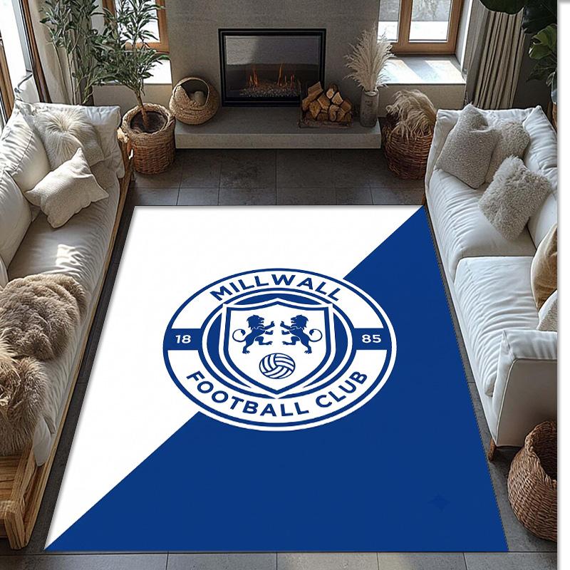 Millwall Football Print Crystal Velvet Rug, Comfortable Water Absorbent Non Slip Indoor Floor Carpet