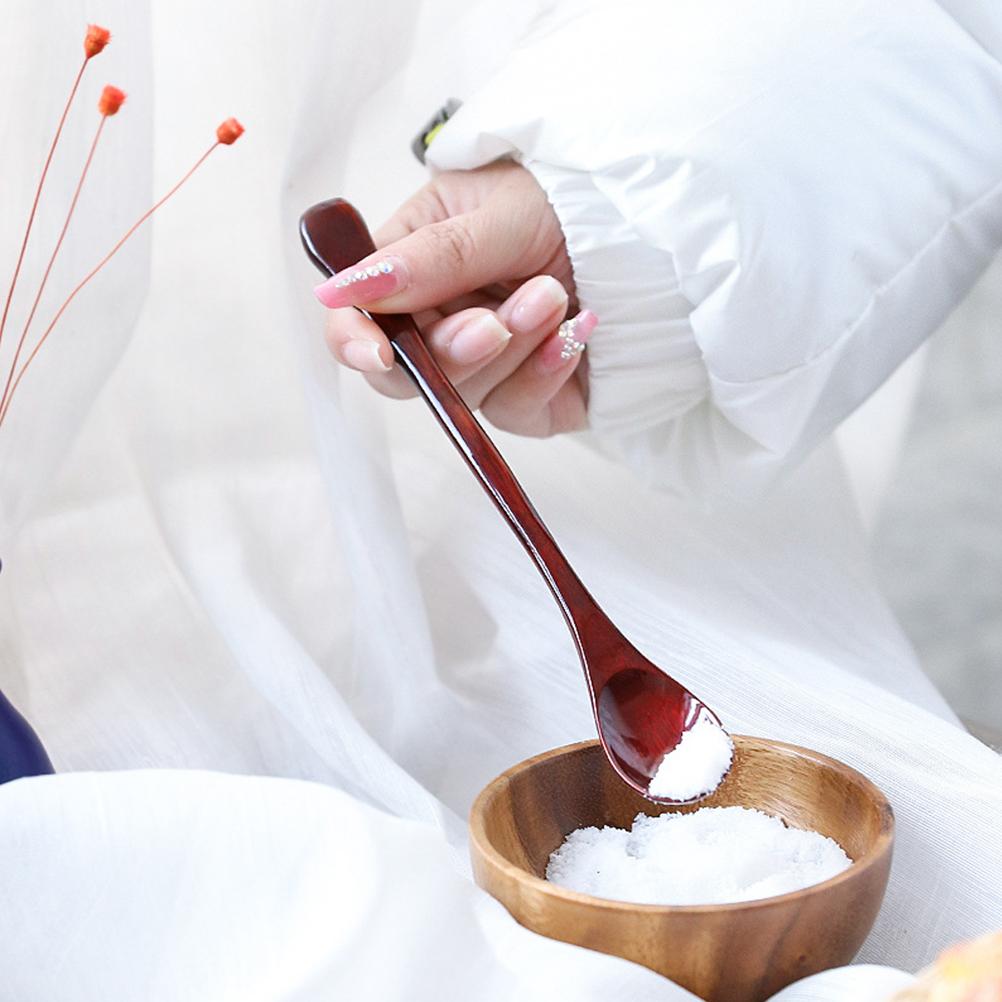 2 Pcs Mixing Spoon Tea Scoop Wood Soup Spoons Bowls with Coffee Honey Stirrer Stirring Ice Cream Wooden Scoops