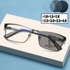 Men'S Vintage Photochromic Multifocal Glasses Unisex Women Business Presbyopia Reading Glasses Fashion Uv400 Sunglasses +1.0+4.0