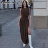 Women's Summer New Fashion Personality Tiered Ruffles Slim Fit Crew Neck Sleeveless Dress