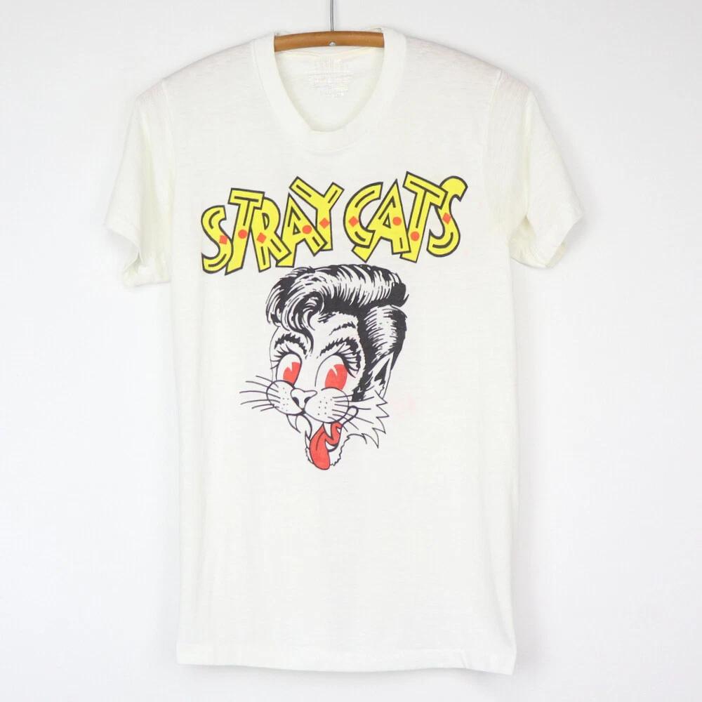 SALE Vintage Stray Cats Gift Family Cotton White All Size Unisex Classic Shirt L
