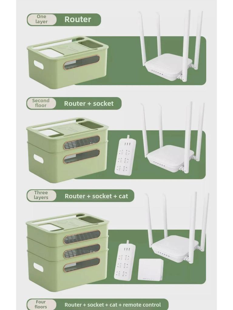 Wielowarstwowe pudełko do przechowywania w stylu kremowym na routery WiFi i półki na dekodery TV