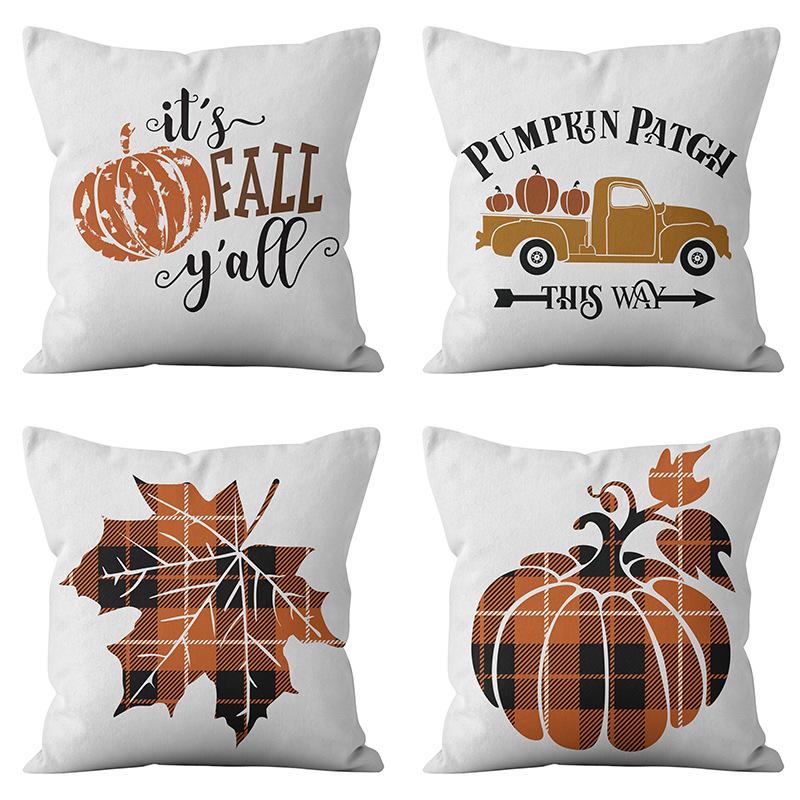 New Thanksgiving Pumpkin Plaid Pillow Cover Holiday Home Decoration Cushion Cushion Cover Home