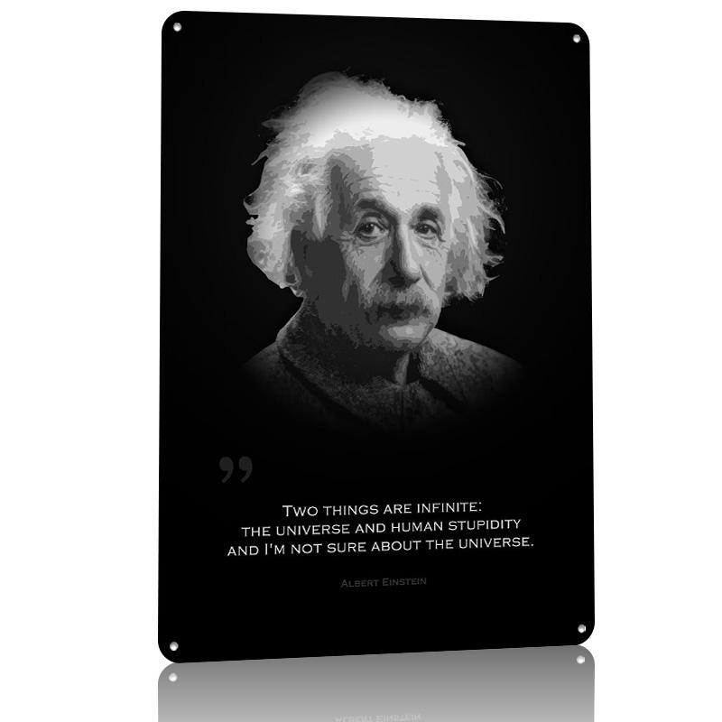 Poster in Latta di Albert Einstein Arte da Parete Personalizzata Segnali Metallici Retro Vintage per Stanza dei Fan Accessori d'Interno Decorazione da Scrivania Casa