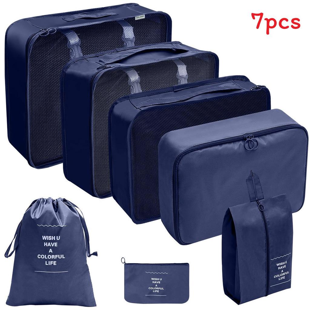 Set Organizzatore da Viaggio Sette Pezzi Impermeabile Cubico Storage per Bagagli per Viaggi di Piacere