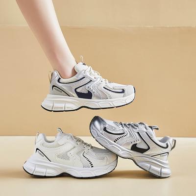 Summer Casual Chunky Sneakers for Women Breathable Mesh Outdoor Lace-Up Running Shoes Women's Lightweight Non-Slip Walking Shoes Tennis Sneakers