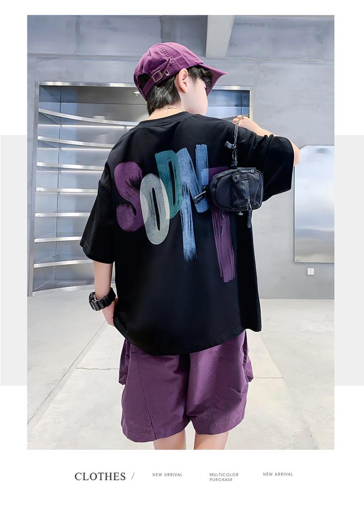 Boys' Summer Short Sleeve Set 2026 New Children's Summer Clothes Boys' Summer Two Piece Set Loose Trendy Cool