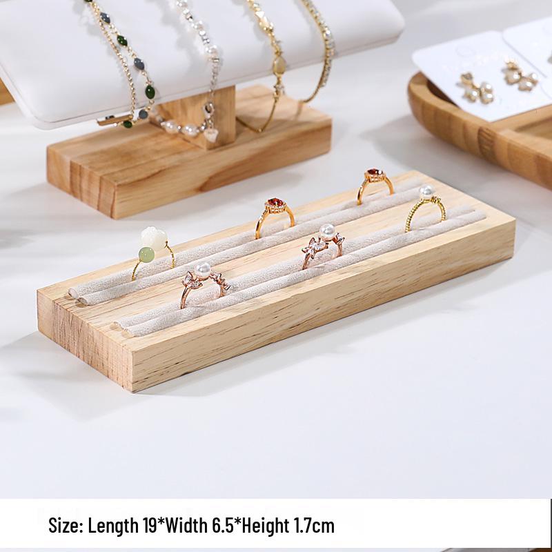 Solid Wood Minimalist Ring Display Tray with 20 Slots
