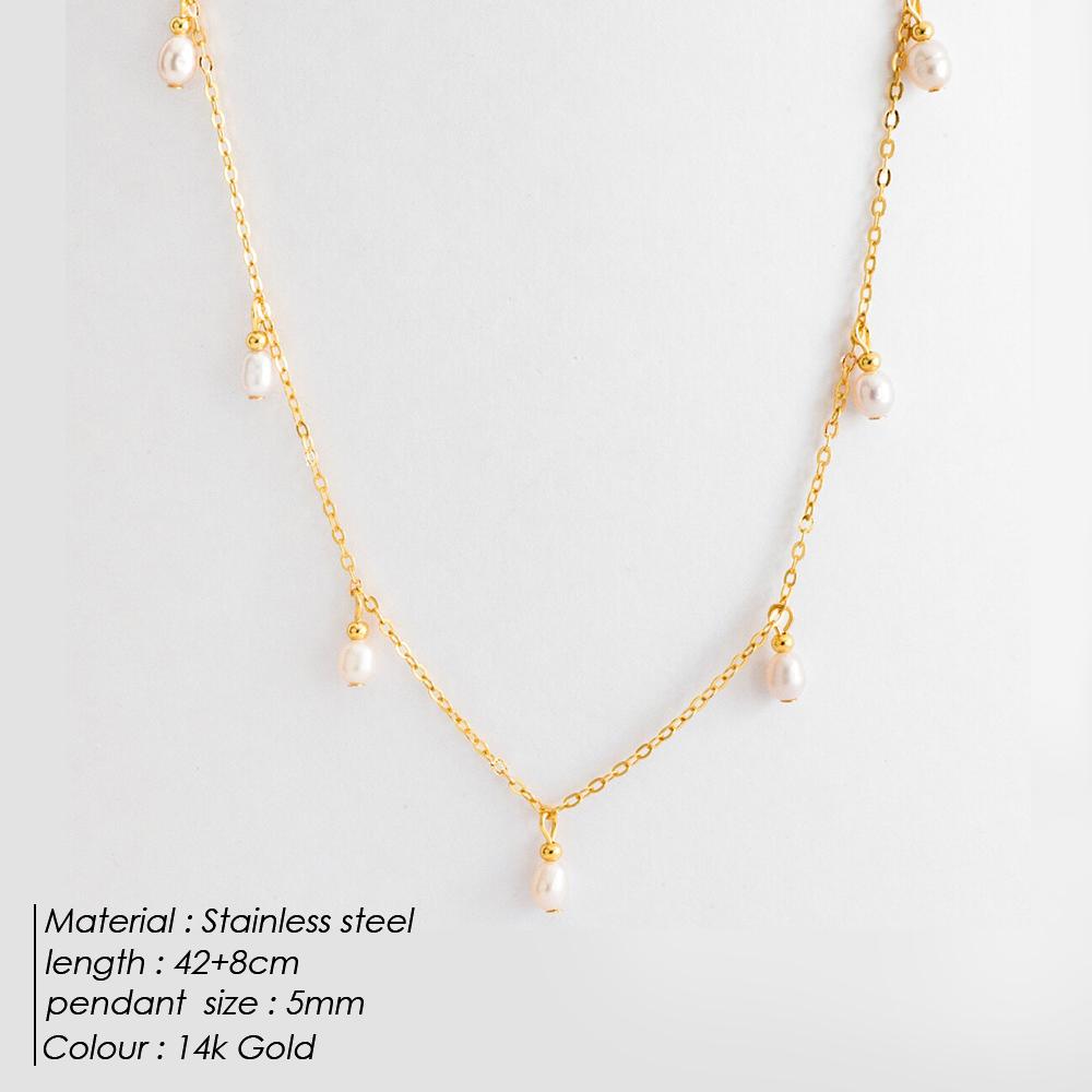 EMANCO New Pearl Pendant Necklace Stainless Steel Clavicle Chain Fine Chain Wedding Gift