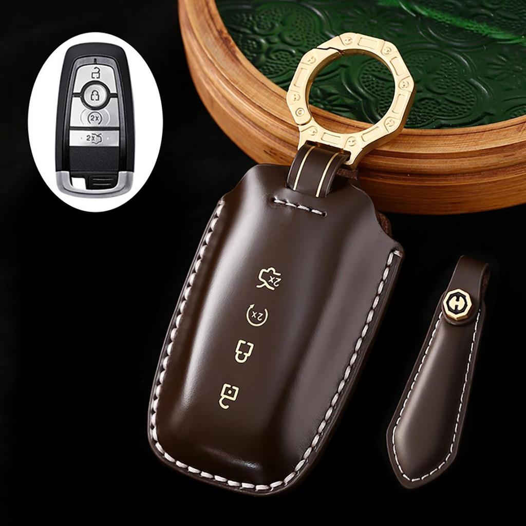 New Style Ford Lincoln Mondeo Explorer Aviator Handmade Cowhide High-End Car Key Cover Car Key Case
