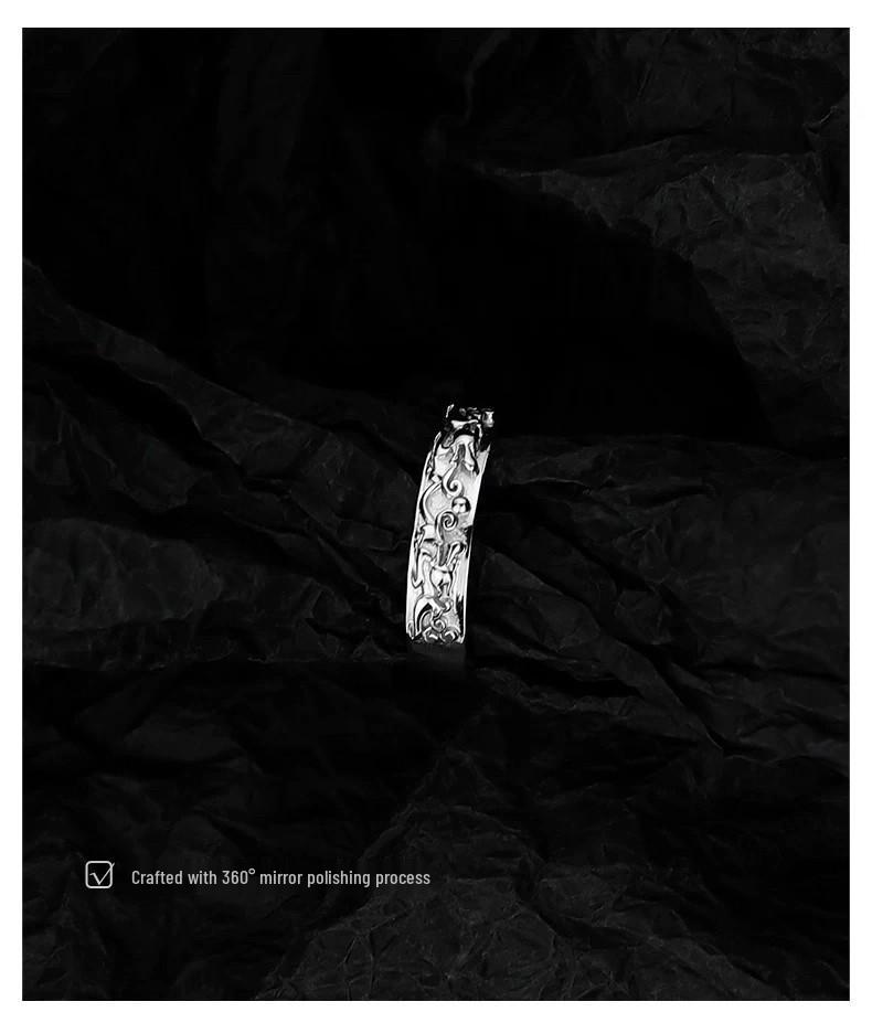 S999 Sterling Silver Wealth & Luck Pixiu Couple Rings, Men & Women, Simple Retro Gift