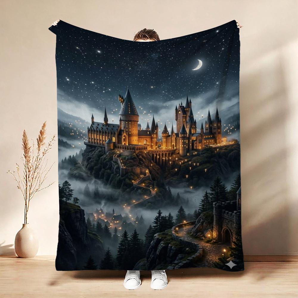 Hogwarts School Crest Flannel Blanket Comfortable Skinfriendly Fleece Blanket For Office Sofa Home Party Decor Memorial Gift
