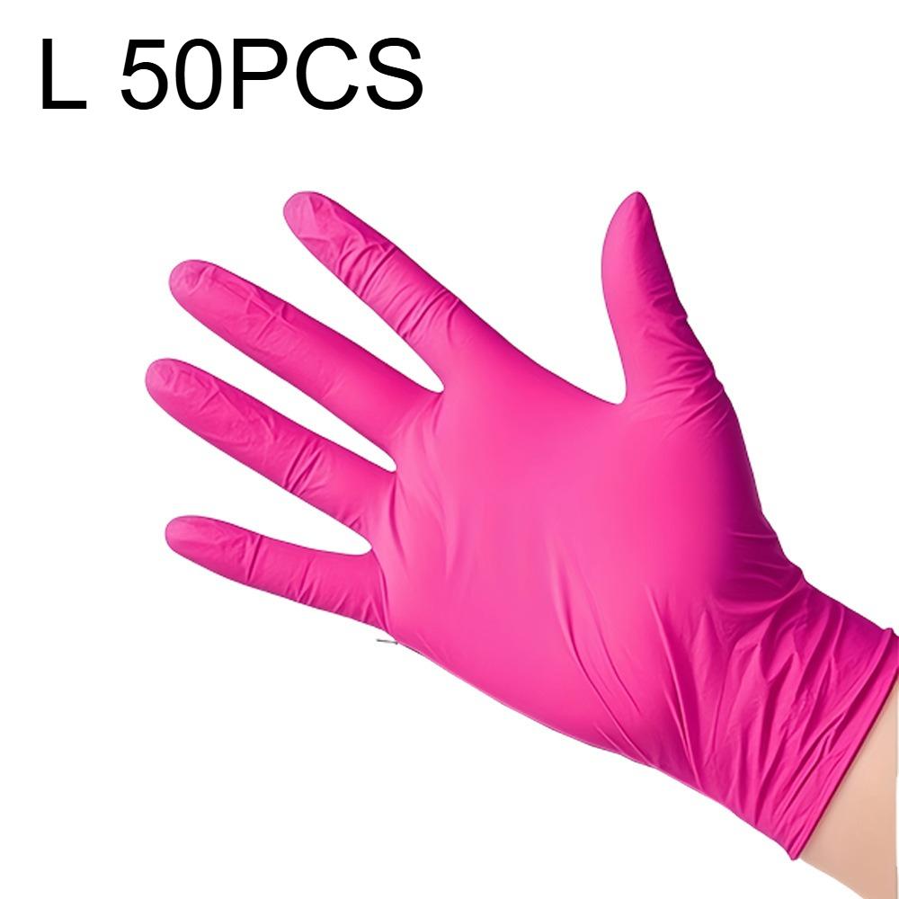 

50pcs Deep pink disposable nitrile gloves, suitable for home cleaning, pet care, hair dyeing(M/L size), home cleaning gloves