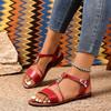 Summer women's flat bottomed casual color single button with rhinestone fish mouth sandals