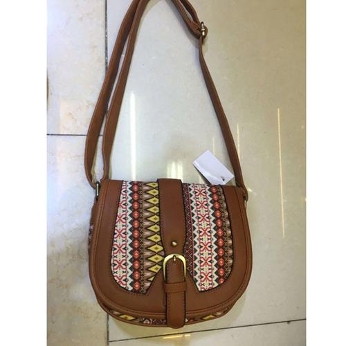 

Annmouler New Design Women Shoulder Bag Vintage Small Bag Pu Leather Patchwork Crossbody Bag Bohemian Style Lady Messenger Bag коричневий
