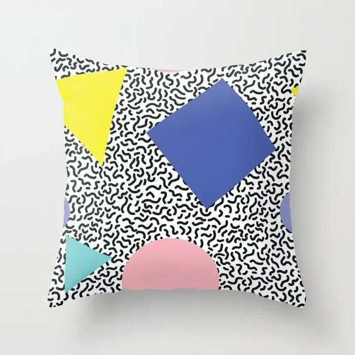 

Мемфис – красочная геометрическая наволочка, наволочка для диванной подушки, декоративная подушка для дома 60x60cm