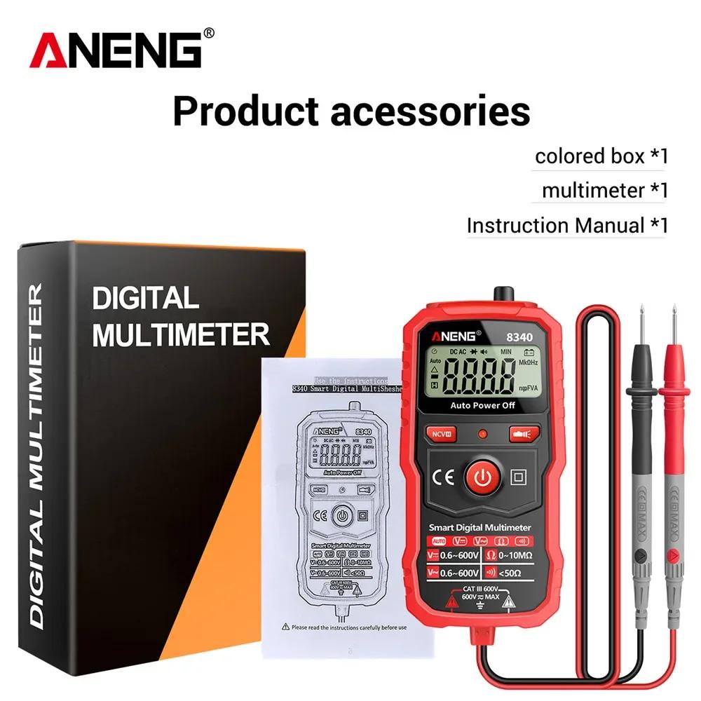 Portable ANENG 8340 Digital Multimeter Anti-Burn Tester 1999 Counts Intelligent AC/DC Voltage Voltmeter Ohm Meter Resistance NCV High precision tools