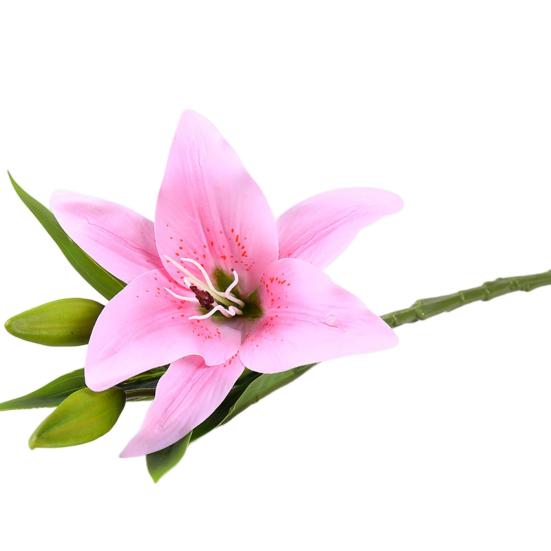 Artificial Flower Weather-resistant Non-fading No Withering No-Watering Easy Maintenance 3D Printing 3 Heads Artificial Lily Flower Home Decor